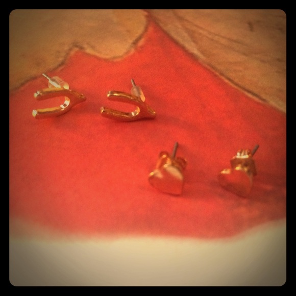 Tiny Gold Stud Earrings 2 Pair Set!