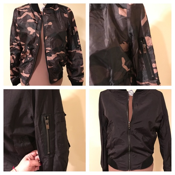 🎉LAST ONE🎉NWT Reversible CamoBlack Bomber Jacket - Picture 4 of 4