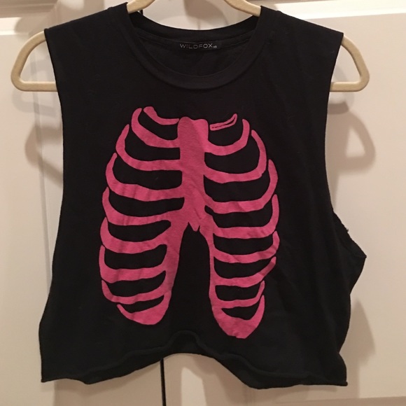 Wildfox Tops - NWOT Wildfox Pink Skeleton Muscle Tee