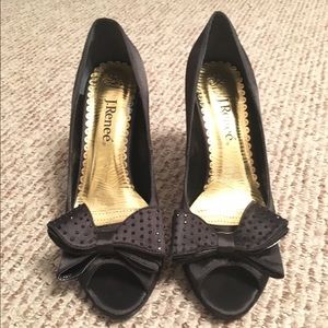 J. Reneé Black Satin Heels