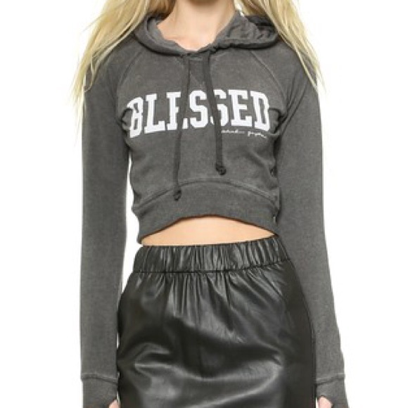 Spiritual Gangsta "Blessed" Grey Cropped Hoodie