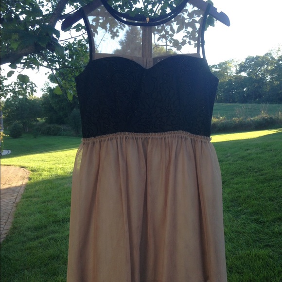 Nude Toole and Black Lace Dress - Picture 1 of 3