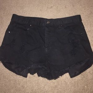 Hi-Rise Black Denim Shorts