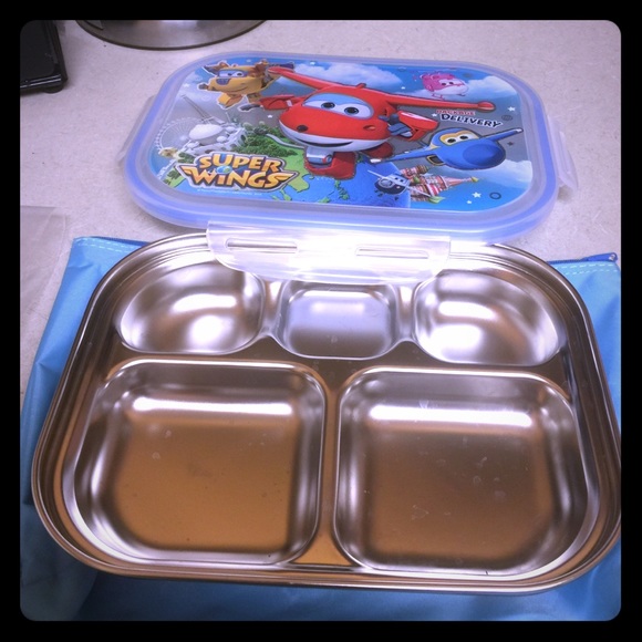Stainless lunch box with lid and pouch bag