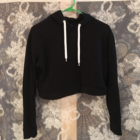 Black Cropped Hoodie