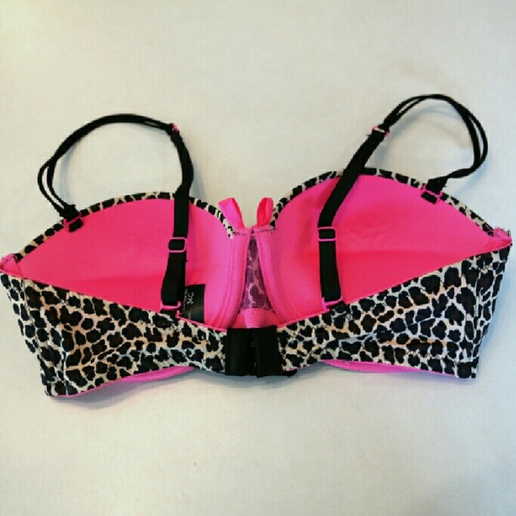 🆕 Leopard print hot pink push up bra multiway 34C - Picture 2 of 4