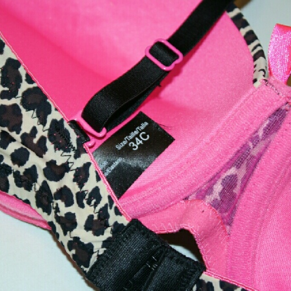 🆕 Leopard print hot pink push up bra multiway 34C - Picture 3 of 4