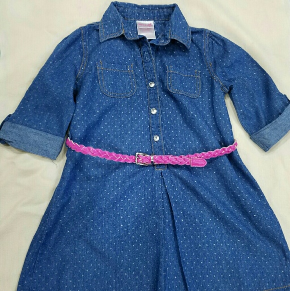 Denim dress with silver dots