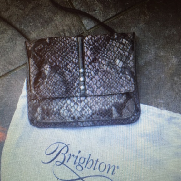 Brighton NWOT taupe grey Python crossbody bag