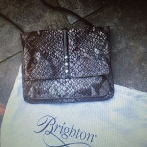 Brighton NWOT taupe grey Python crossbody bag