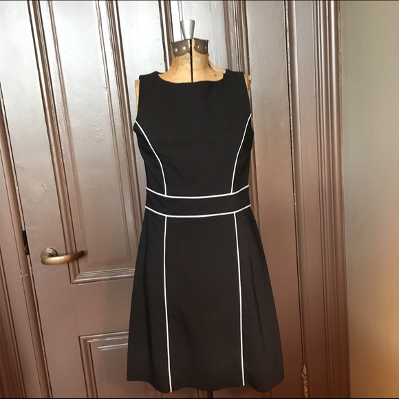 90s black dress with light blue stripes