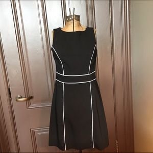 90s black dress with light blue stripes