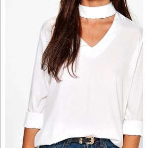 White Choker Neck Blouse (NEW)