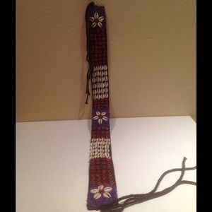 African Tribal beaded cowrie shell belt