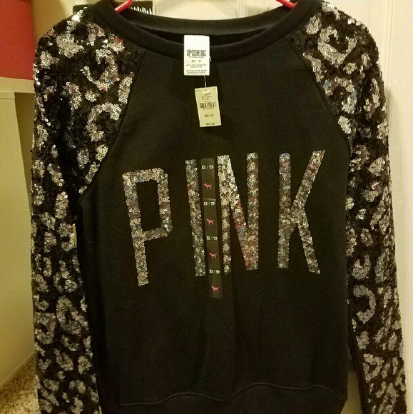 Rare VS Pink leopard bling sweater! Such a beauty