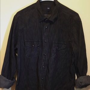 Mens Gap Denim Long-Sleeved snap button down
