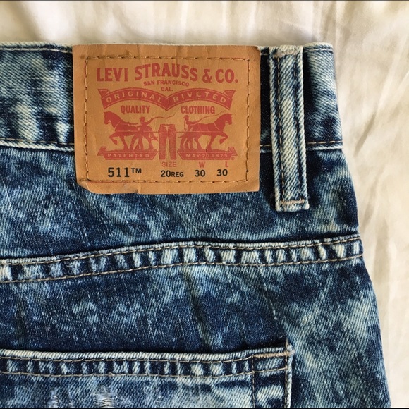 CUSTOM ACID WASH LEVI CUT OFFS sz 30 waist - Picture 4 of 4