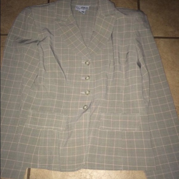 K.C. Spencer Gray Plaid Skirt & Jacket 10P - Picture 3 of 4