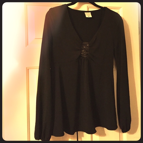 Motherhood size medium black blouse drawstring - Picture 7 of 8