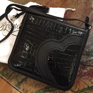 BRIGHTON crossbody black leather with patent croc