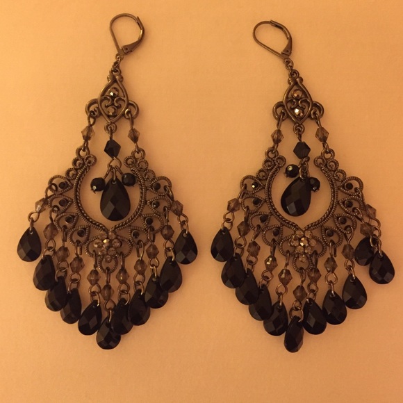 Black chandelier earrings