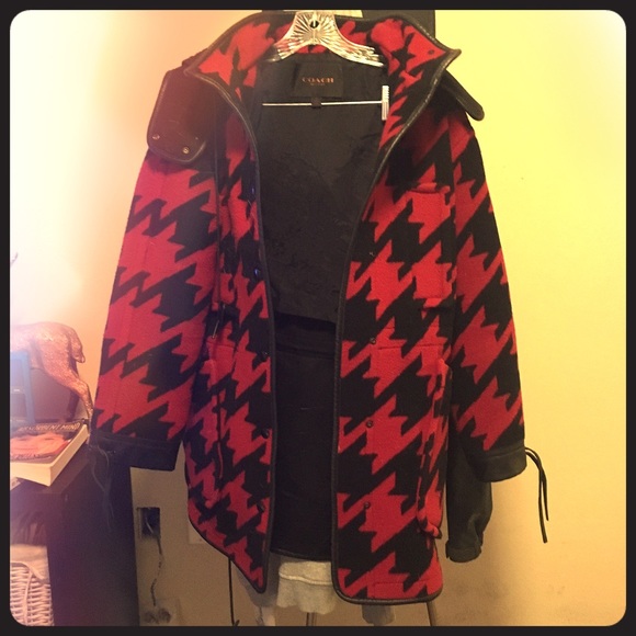 Coach wool houndstooth parka