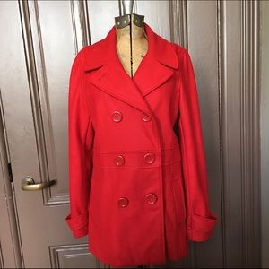 Red Delias pea coat