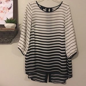 Black & White Striped Tunic Blouse