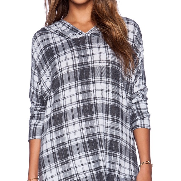 Michael Lauren white plaid hoodie