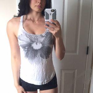 4$ Forever 21 floral loose soft white tank top