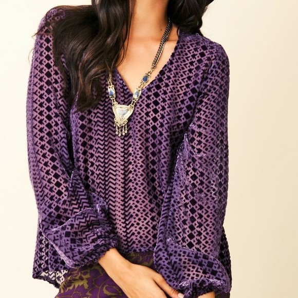 Blue moon velvet burnout top