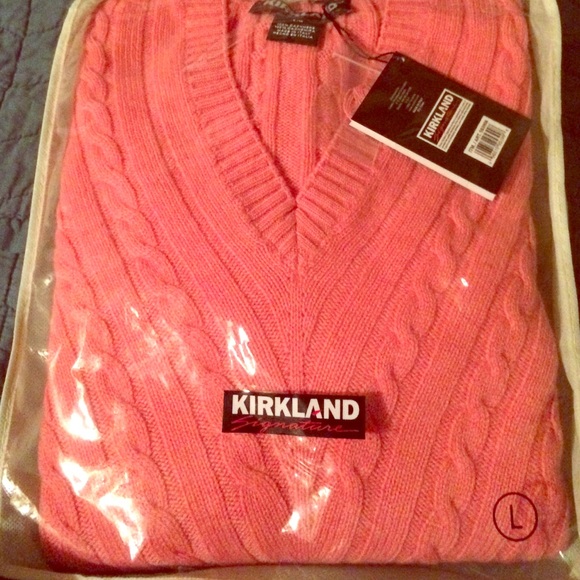 Kirkland signature pink LG cashmere v-neck sweater