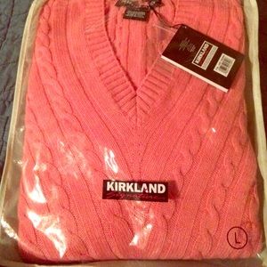 Kirkland signature pink LG cashmere v-neck sweater