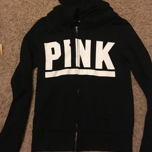 Black zip up Victoria Secret hoodie