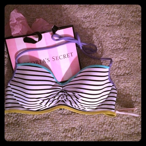 Getaway Halter VS Bikini Top 34C Stripes