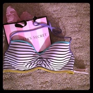 Getaway Halter VS Bikini Top 34C Stripes