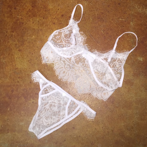 💕Sheer Sexy Eyelash Lace Lingerie Bralette Set💕 - Picture 3 of 4