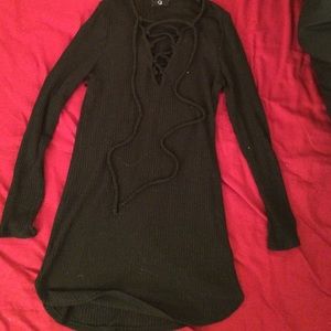 Black lace up dress