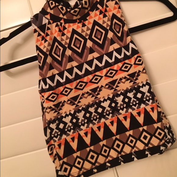 Aztec Turtle Neck Crop Top