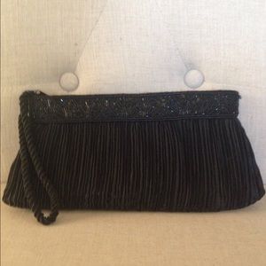 Black satin clutch NEW