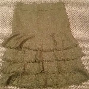 H & M new olive textured bottom layered skirt
