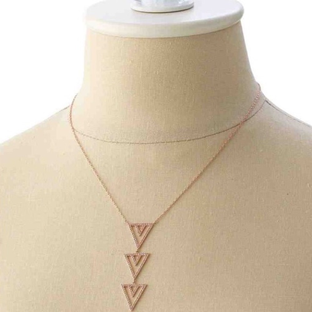 🎈Sale✨ROSE Gold Delicate 3 Triangle Necklace - Picture 4 of 8