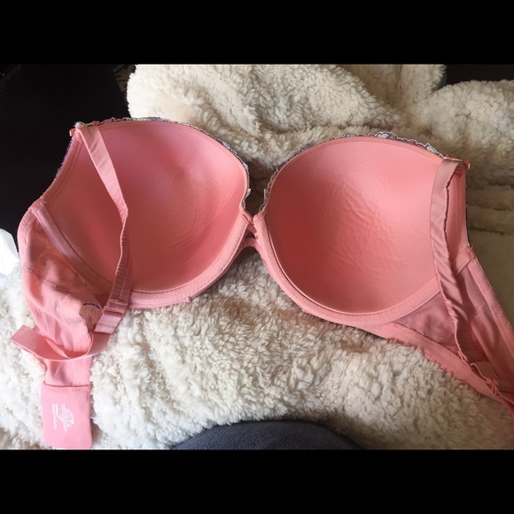 Sold!!! 38 F (DDD) lined pink with floral lace bra - Picture 4 of 4