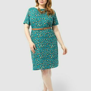 Postcards cheetah print dress in teal