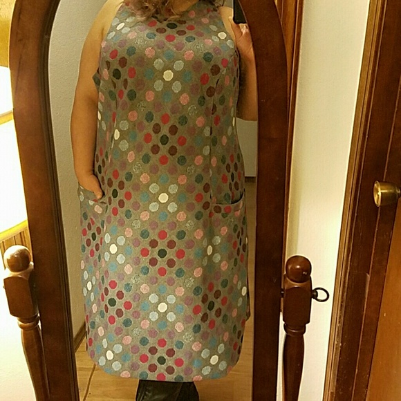 Eshakti grey and polka dot dress. POCKETS!
