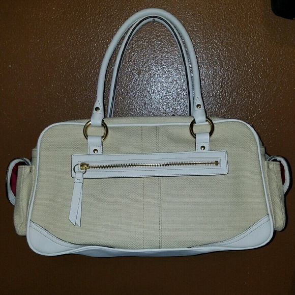 Coach Pocket Satchel White Leather Trim - Picture 2 of 4