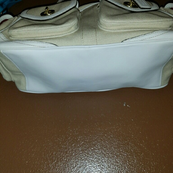 Coach Pocket Satchel White Leather Trim - Picture 3 of 4