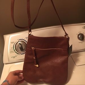 Brown Crossbody Purse with Gold Accents