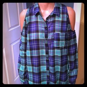 Forever 21 open shoulder flannel