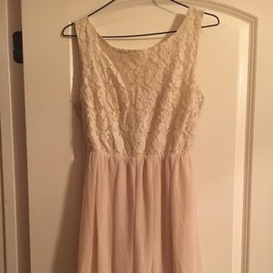 Cream Dress with Floral Lace